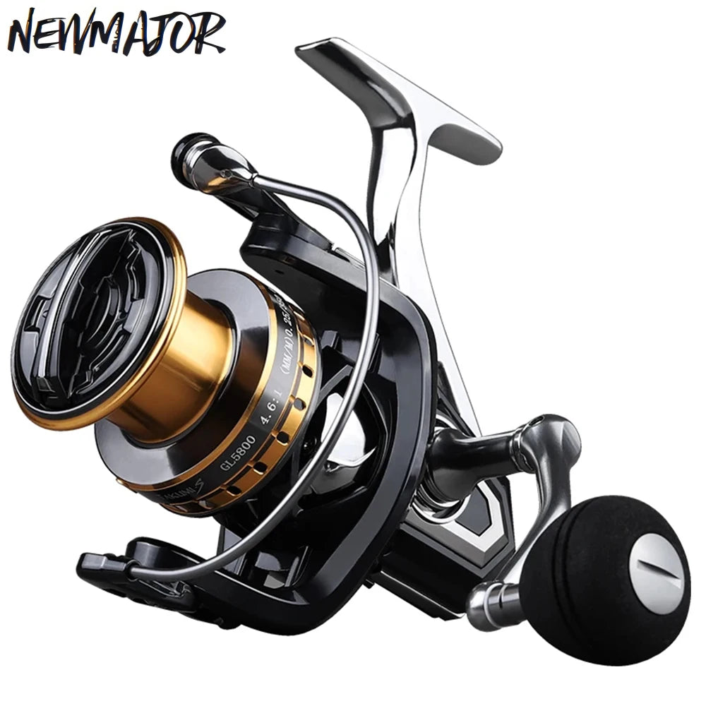 NEWMAJOR 2800-12000 12kg 5+1BB Spinning Fishing Reel Durable Metal Construction for Lake River Stream Surf Sea Fishing