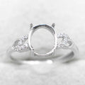 Sterling Silver 8*10mm Semi Mount Ring Empty Frame Blank Support Setting S925 Base Holder Without Center Stone for DIY Inlay
