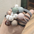 Korean Fashion 2-in-1 Pearl Hair Elastic Bands 20pcs Per Bag Sweet Style Hair Ring Accessory for Girls
