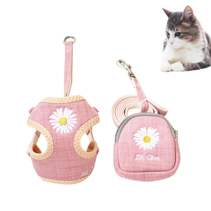 Sewing Crochet Pattern Mesh Pet Dog Vest Leash Small Bag Training Cat Puppy Dog Harness