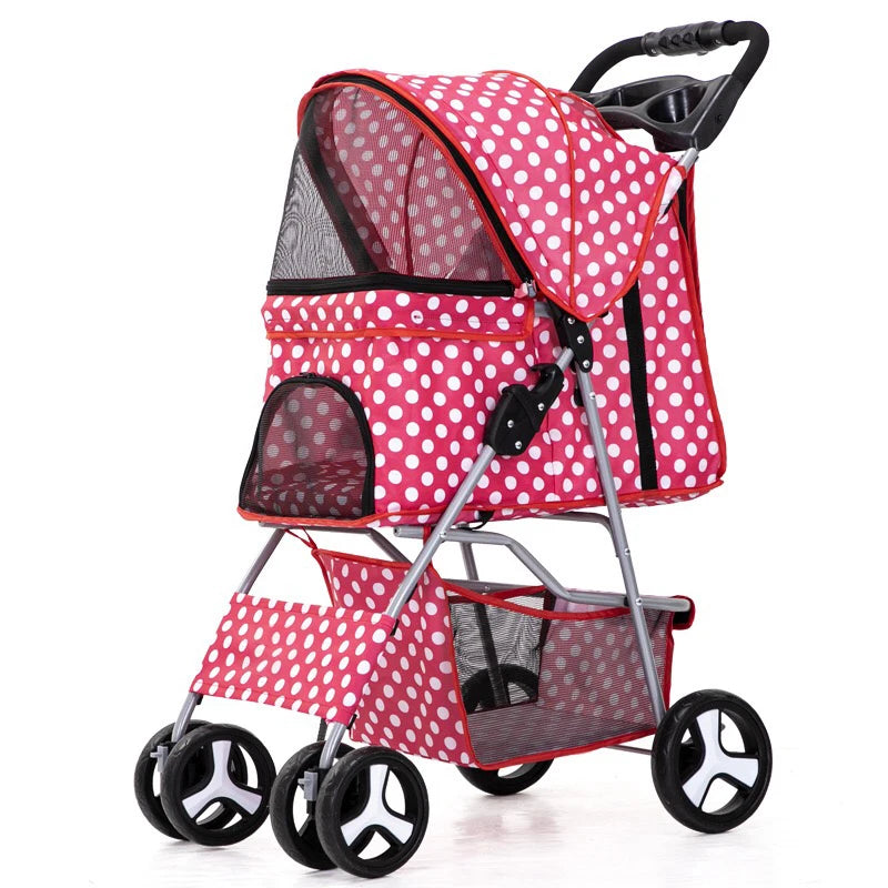 Foldable Pet Stroller Carrier Grey Dome Pet Outdoor Cart