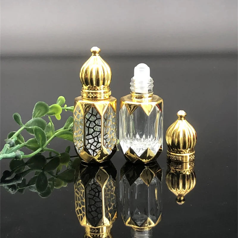 Essential Oil Body Thick Mist Mini Perfume Glass 10ml Roll on Bottle Black Top with Ball