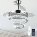 Crystal Large Ceiling Light Fan Luxury Chandelier Led Ceiling Fan Chrome Modern Residential Smart Home Ceiling Fan with Light