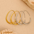 Wholesale Fashion Jewelry 18K Gold Stainless Steel Temperament Oval Hook Earrings Plain Water Drop Hoop Earrings for Women