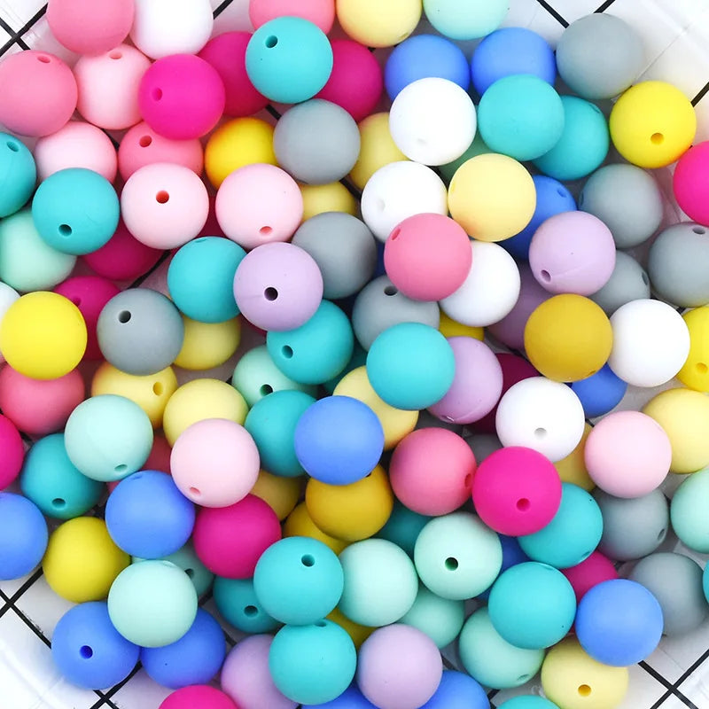 Hot Selling 137  Colors 15mm Solid Round Loose Silicone Beads for Keychain Making