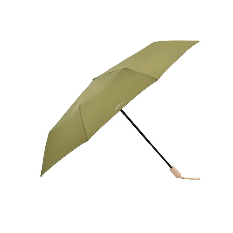 Automatic 3-Fold Nylon Minimalist Fashion Market Umbrella with Wooden Handle and Logo Prints