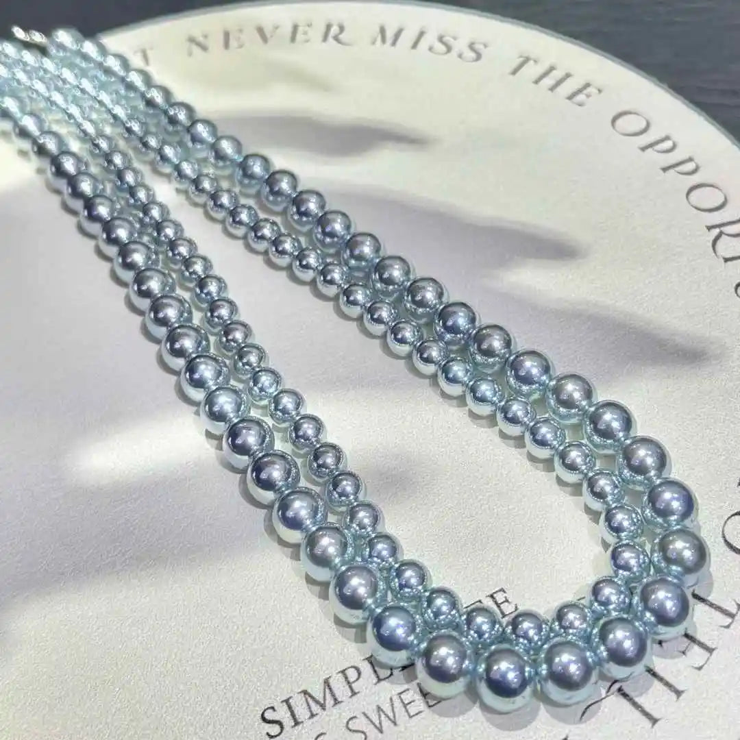 Super Beautiful 8mm Flawless Artificial Crystal Pearl Necklace Purple Imitation Beads Chain Trendy Wedding Gifts