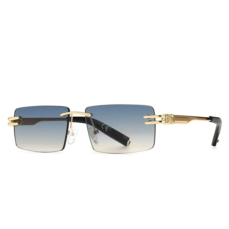 Sunray Hot Sale Fashion Retro Vintage Men Luxury Sun Glasses Small Metal Rectangle Square Rimless Women Sunglasses