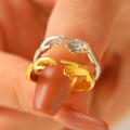 Touch Your Soul the Creation of Adam Hand Adjustable Gold Plated Brass Opening Finger Rings for Women Men