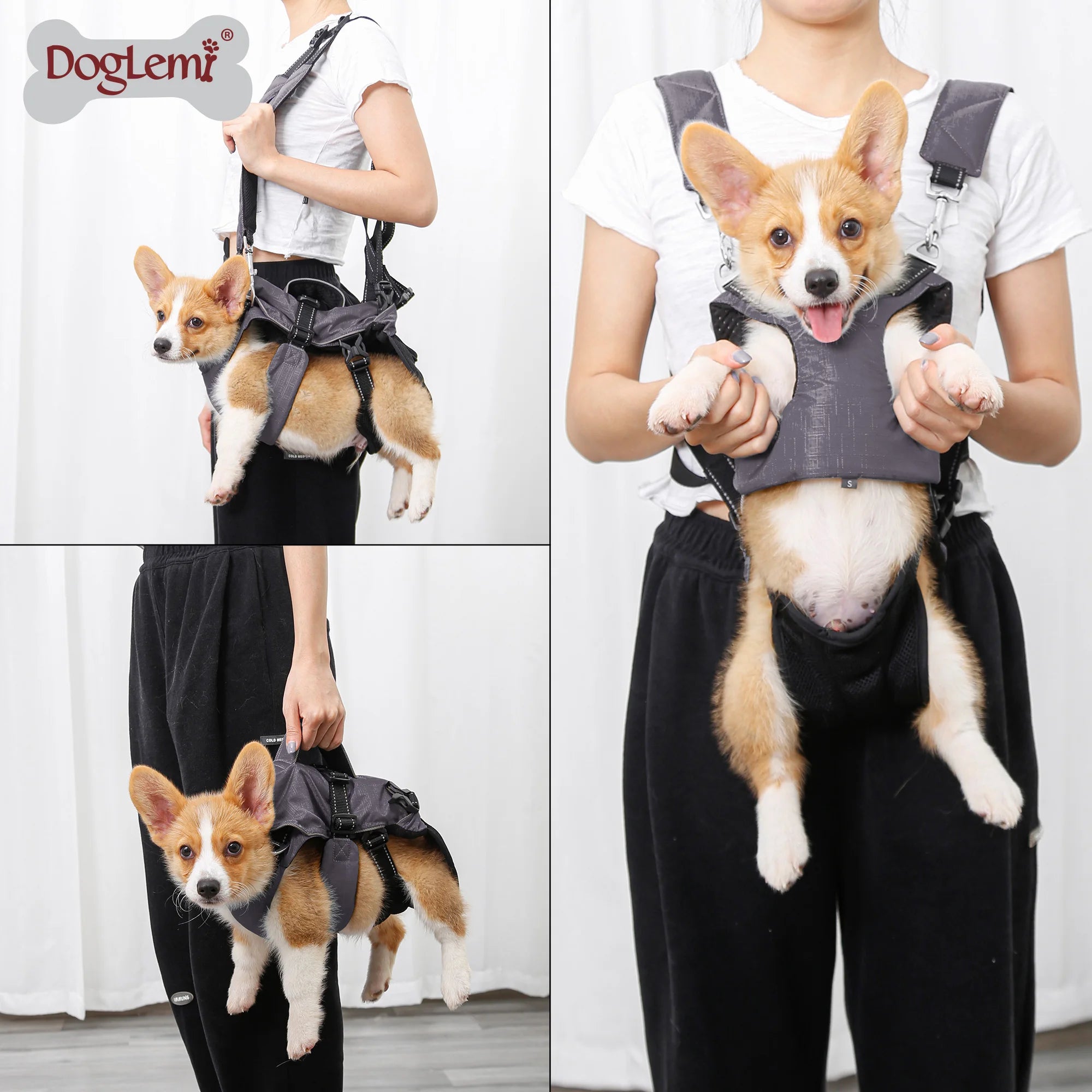 3-in-1 Multifunctional Polyester Dog Harness Vest Personalized Striped Pattern Puppy Backpack Harness Wholesale Option Available