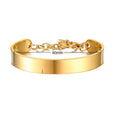 18k Gold Vacuum Plating Blank Bar Customizable Logo Personalized Bangle Stainless Steel Chain Link Bracelet for Women