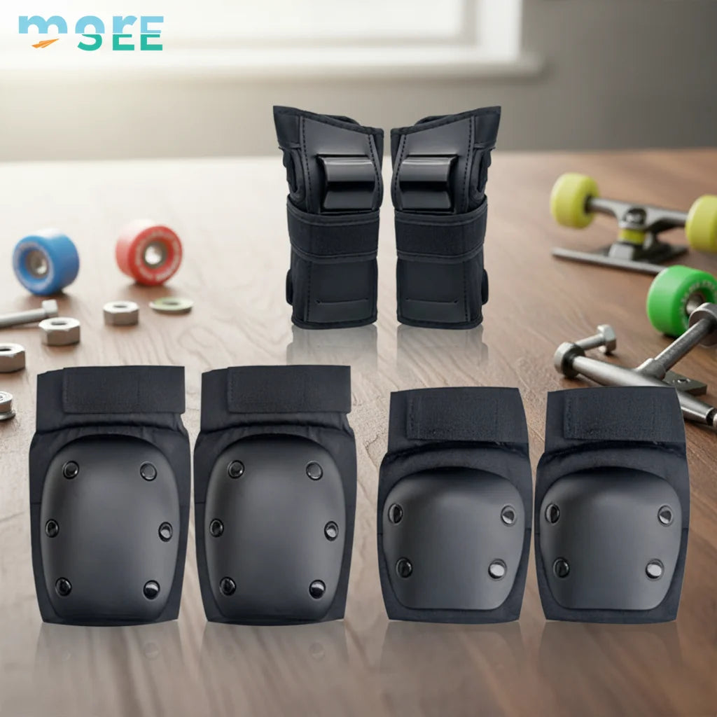 Seemore 6pcs/set  PC Shell Elbow Knee Protector Pads Helmet Wrist Guard Skateboard Roller Skating Protective Gear