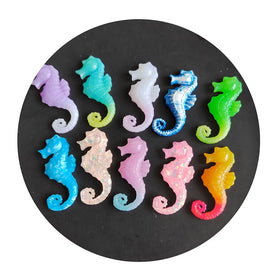 100Ps Gradient Sea Horse Flatback Resin Cabochon Scrapbooking Kawaii DIY Jewelry Fit Phone Deco Parts Embellishment Craft