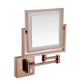 Hotel Makeup Bathroom Mirror Wall Mounted Square Folding Shaving LED Lighted Mirror