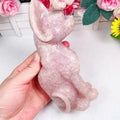 Pink Amethyst Crystal Carving Cat Natural Hand Carved Pink Amethyst Crystal Sphynx Cat for Decoration