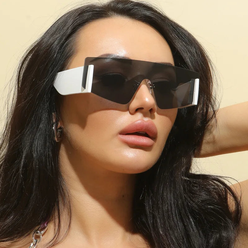 UNOC 2021 New Style Designer Sunglasses for Men and Women White Frameless Sun Glasses with Trendy Personality Shades