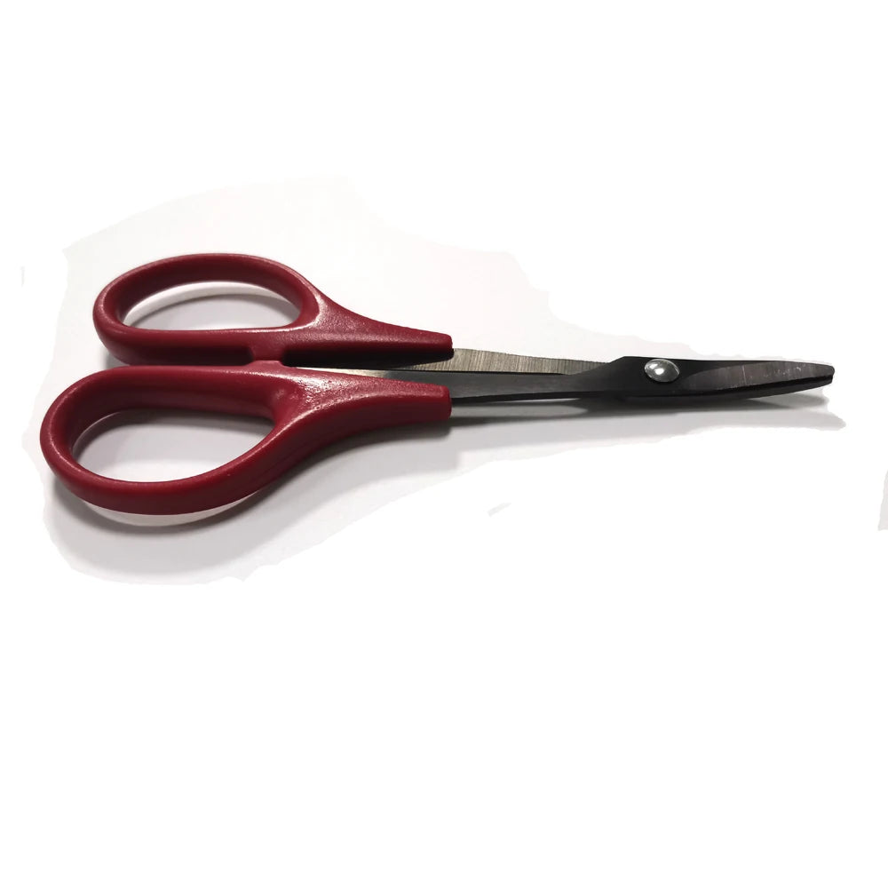 Red Plastic Handle Shell Metal Curved Scissors With Black Titanium Coated Blade Scissors for Rc Body MegaBDM