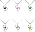 Exquisite 925 Sterling Silver 12 Months Birthstone Heart Shaped Pendant Valentine Day Gift Girl Necklace Jewelry