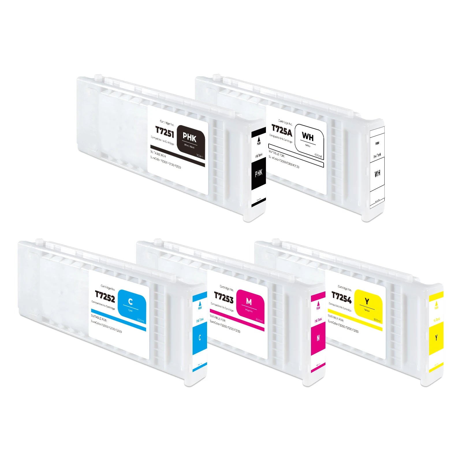 600ml T725A T7251-T7254 Compatible Ink Cartridge for Epson Surecolor F2000 F2100 F2130 Printer With DTG Pigment Ink and Chip