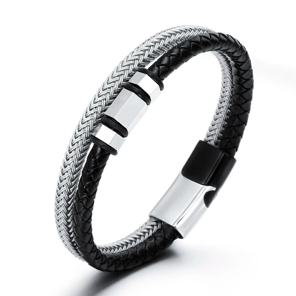 Stainless Steel Simple Steel Wire Braided Bracelet Mens Charms Silver 925 Best Friend Adjustable Accessories Jewelry