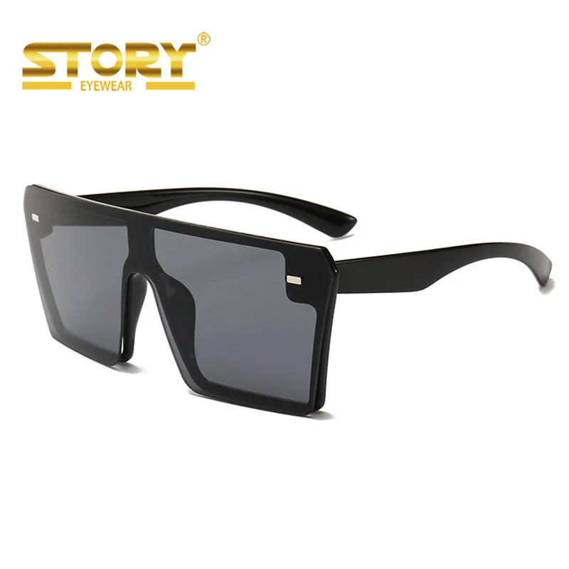 STORY GB2185 Oversized Square Sun Glasses Women Luxury Brand Design Red Black Yellow Lens One-piece Sunglasses Gafas De Sol