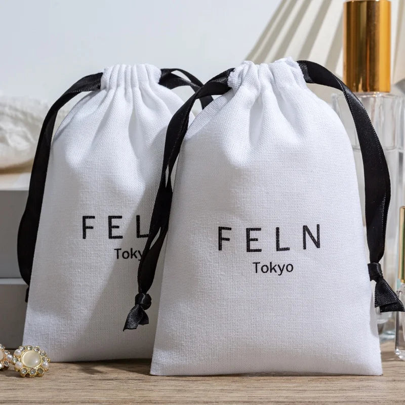 Recyclable Custom Cotton Linen Drawstring Bags Jewelry Pouches for Gifts Candle Pouch Custom Logo