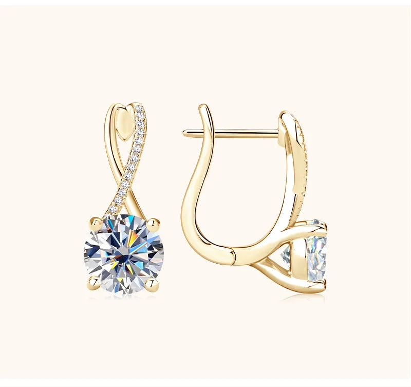 Fashion Jewelry Grade D Moissanite Diamond Hoop Earrings 925 Sterling Silver 2+2ct Moissanite Huggie Earrings Women