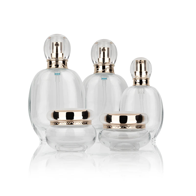 30g 50g 15ml 40ml 100ml 120ml Cosmetic Glass Packaging Set with Screw Cap Pump Spray for Skincare Cream Jar