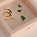 Fashion Jewelry Fine Jewelry Birthstone Titanium Steel Earrings Set Birthstone Vacuum Plating 18k Gold Color Necklace Set