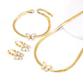 Hot Selling Shell Butterfly Pendant 316L Stainless Steel Necklace Earrings Bracelet 18K Gold Plated Wedding Jewelry Set for