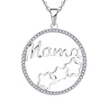 Fashion 925 Sterling Silver Rhodium Plated Custom Mama Name and Three Star Round Shape Mother Gift Pendant Necklace