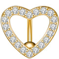 Fashion Design Navel Nail Heart-Shaped Copper Inlaid Stone Rose Gold Gold Silver New Navel Ring Navel Buckle