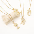 Wholesale Rhinestone Initial Letter Pendant Necklace Elegant Zircon Necklace Gold Filled Fashion Jewelry Necklaces for Unisex