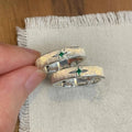 Aimgal Open Starburst Lovers Ring: Dark Green Zircon Brushed Italian Wire Drawing on S925 Silver Plated 18k Gold Fine Jewelry