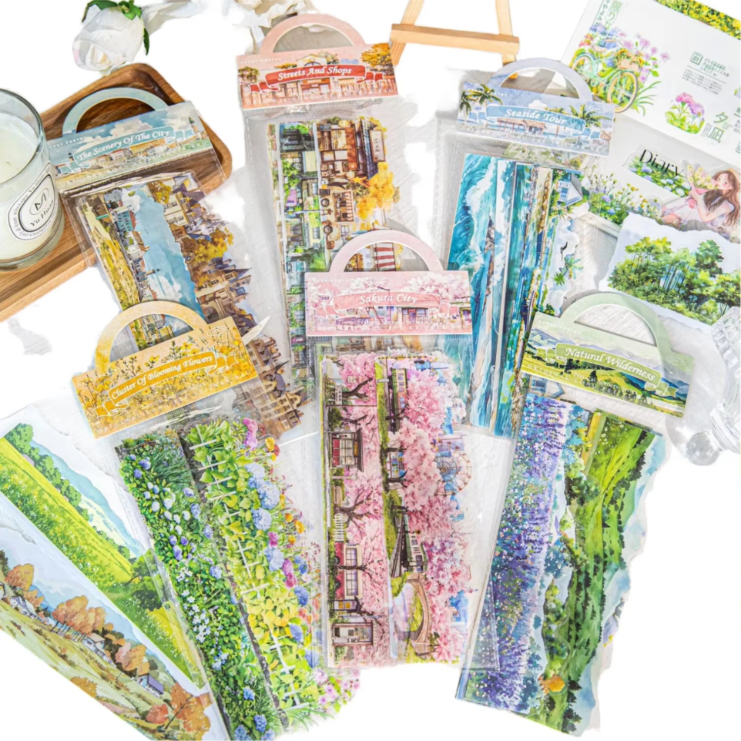 10pcs/pack PET Sticker Pack Plants and Nature Series Natural Landscaping Handbook DIY Decoration Stickers