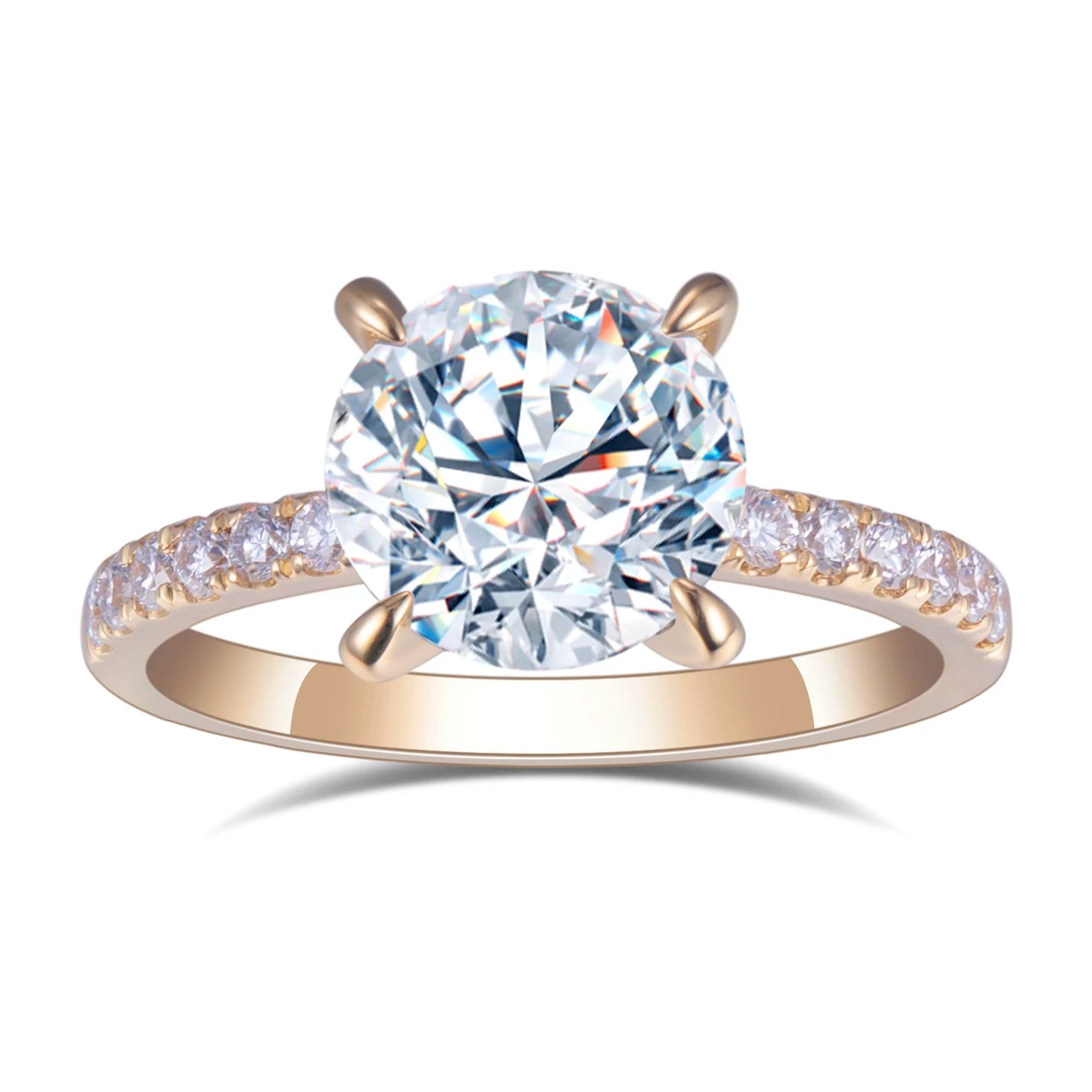 Original Gold Jewelry Trendy Prong Setting 18K Yellow Gold 2.6ct  Lab Diamond Women Jewelry Ring Vintage Style