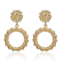 Cheap Gold Silver Electroplating Fashion Metal Alloy Jewelry Earrings Vintage Big Metal Drop Dangle Round Earring for Women