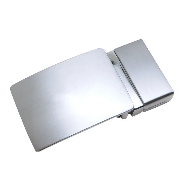Luxury 30mm Reversible Plate Buckle Zinc Alloy Brushed Nickel Free Automatic Buckle for Men Leather Business Belt Custom Logo