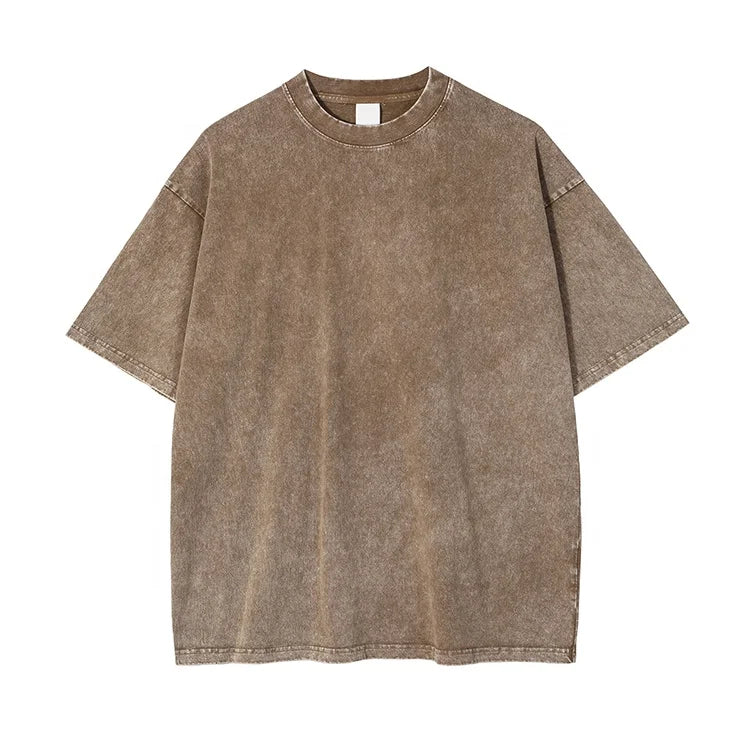 Stone Acid Washed T Shirt Black Tshirt Heavy Weight 260 GSM Blank Plain Men Vintage Washed Black Boxy T Shirts