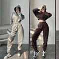 Wholesale Custom Womens Oversize Blank Crop Sweatshirt Sweatpants Tracksuit Jogger Wear Suit Sweatsuit and Hoodie Set for Women