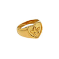 18K Real Gold Plating Heart Statement Rings Stainless Steel Embossed Angel Rings for Women