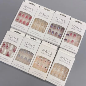 Custom Press on Nails Ballerina Medium Coffin Heart Pearl French Tip Nails Manicure Acrylic Stick on Nails