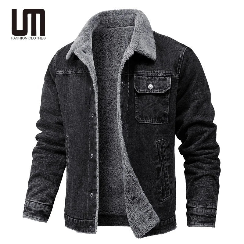 Liu Ming Winter Denim Jackets Outwear for Men Good Quality Plus Size 4XL Fleece Warm Coats Patchwork Pattern Wholesale Trends
