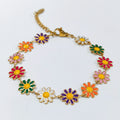 Colorful Oil Drops Sunflower Stainless Steel Bracelet for Men and Women Fashionable Jewelry With Floral Design