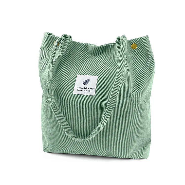 Canvas Shoulder Corduroy Tote Bag for Women Girl Cord Purse With Inner Pocket for Work Beach Lunch Travel Shopping Grocery