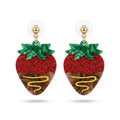Chocolate Dipped Strawberry Acrylic Earrings Red Glitter Strawberry Dangle Earrings Fruit Jewelry ER2662