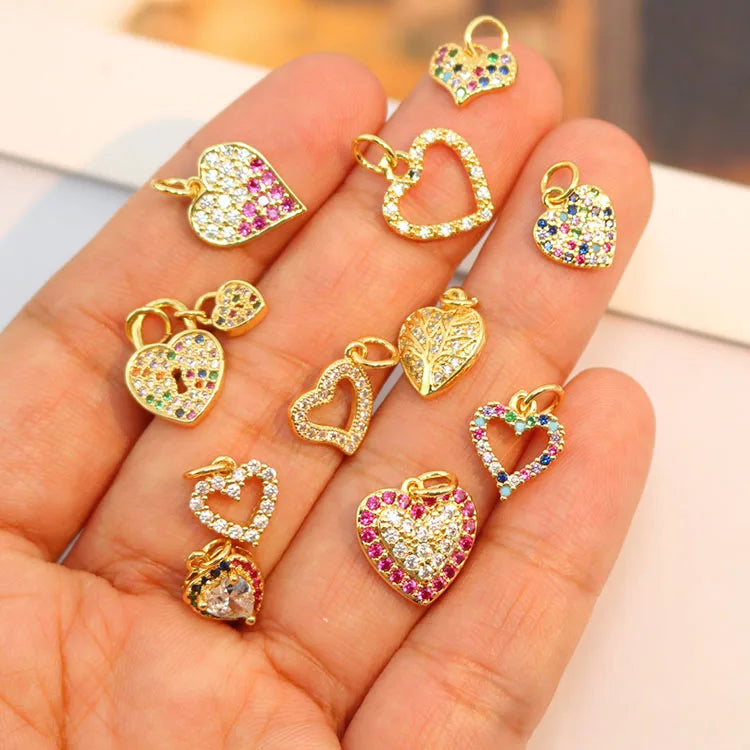 CZ8294  Tiny Mini Minimalist Cz Micro Pave Diamond Love Heart Pendant Charmsmall Cubic Zirconia love Heart Pendant Findings