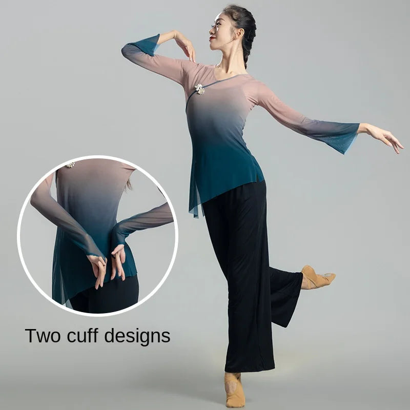 Classical Dance Dress Female Gradual Flowing Gauze Chinese Practice Body Rhyme Xianqi Blouse Performance Costume Ancient Style