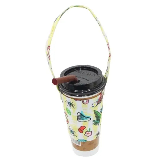 Ruthbag Eco-Friendly Canvas Tote Bag Soft Cartoon Dog Cup Cover for Beverage Hand-Cranked Tea Coffee Milk Tea Animal Prints