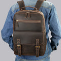 European Backpack for Men Business Fashion Shoulder Bag Computer Backpacks Crazy Horse Leather Retro Travel Bag Genuine Cowhide